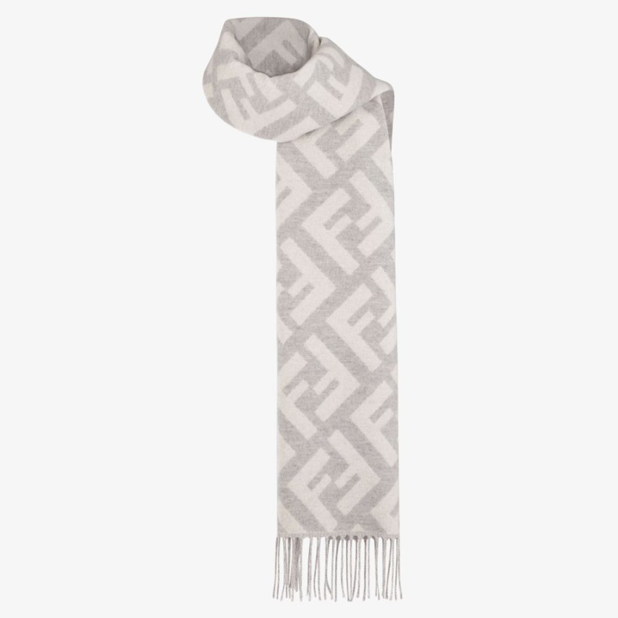 Donna Fendi Sciarpe E Poncho | Sciarpa In Cashmere Grigio Chiaro