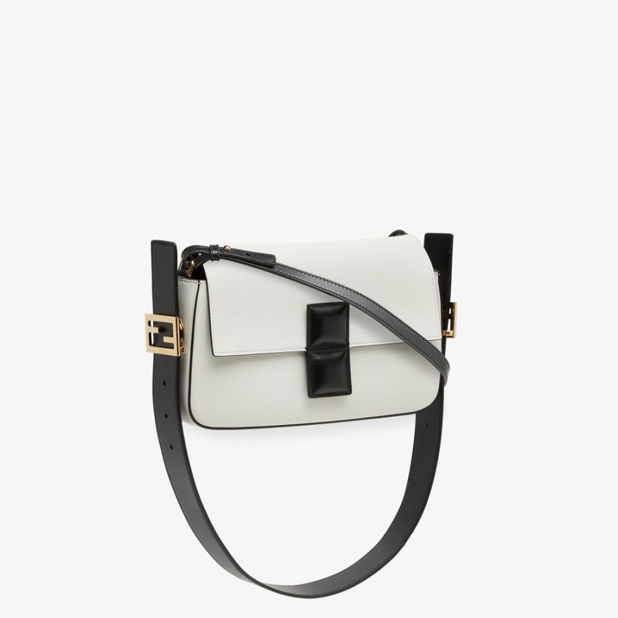 Donna Fendi Borse A Spalla E Tracolle | Borsa In Pelle Colorblock Bianca E Nero