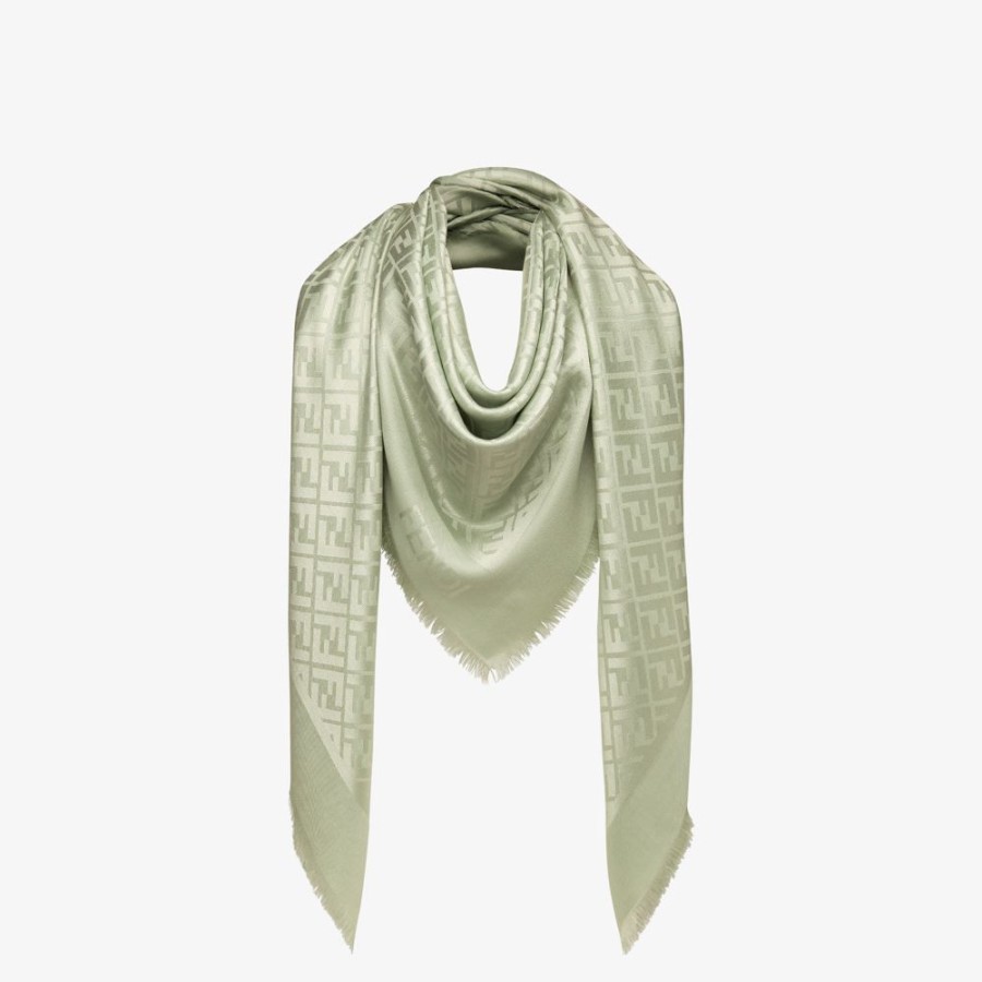 Donna Fendi Sciarpe E Poncho | Scialle In Lurex Verde