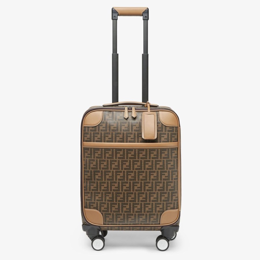 Uomo Fendi Viaggi | Trolley In Tessuto Ff Marrone