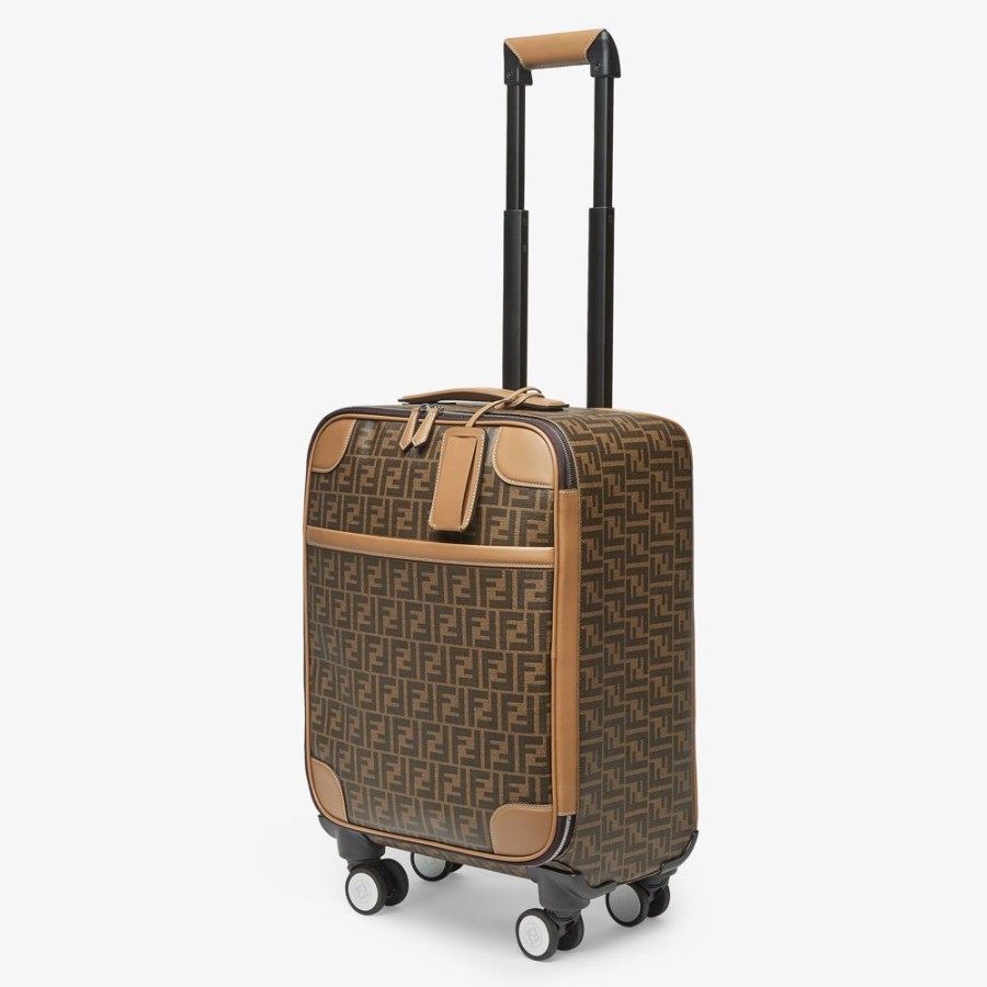 Uomo Fendi Viaggi | Trolley In Tessuto Ff Marrone