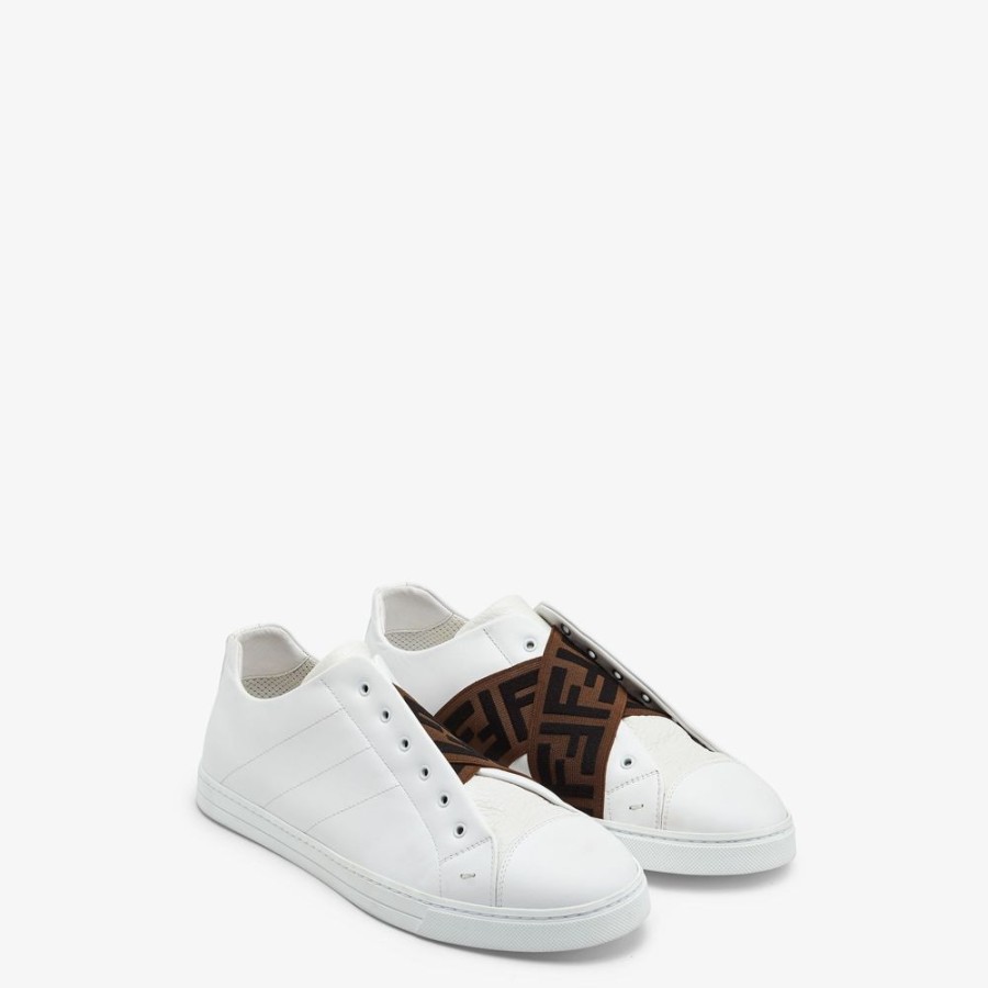 Uomo Fendi Sneakers | Slip On In Pelle Bianca