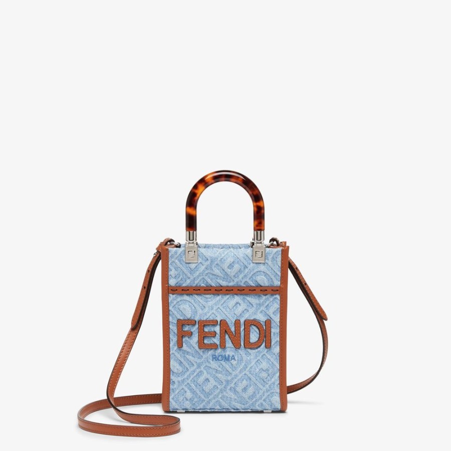 Donna Fendi Borse Mini | Mini Borsa In Denim Azzurro