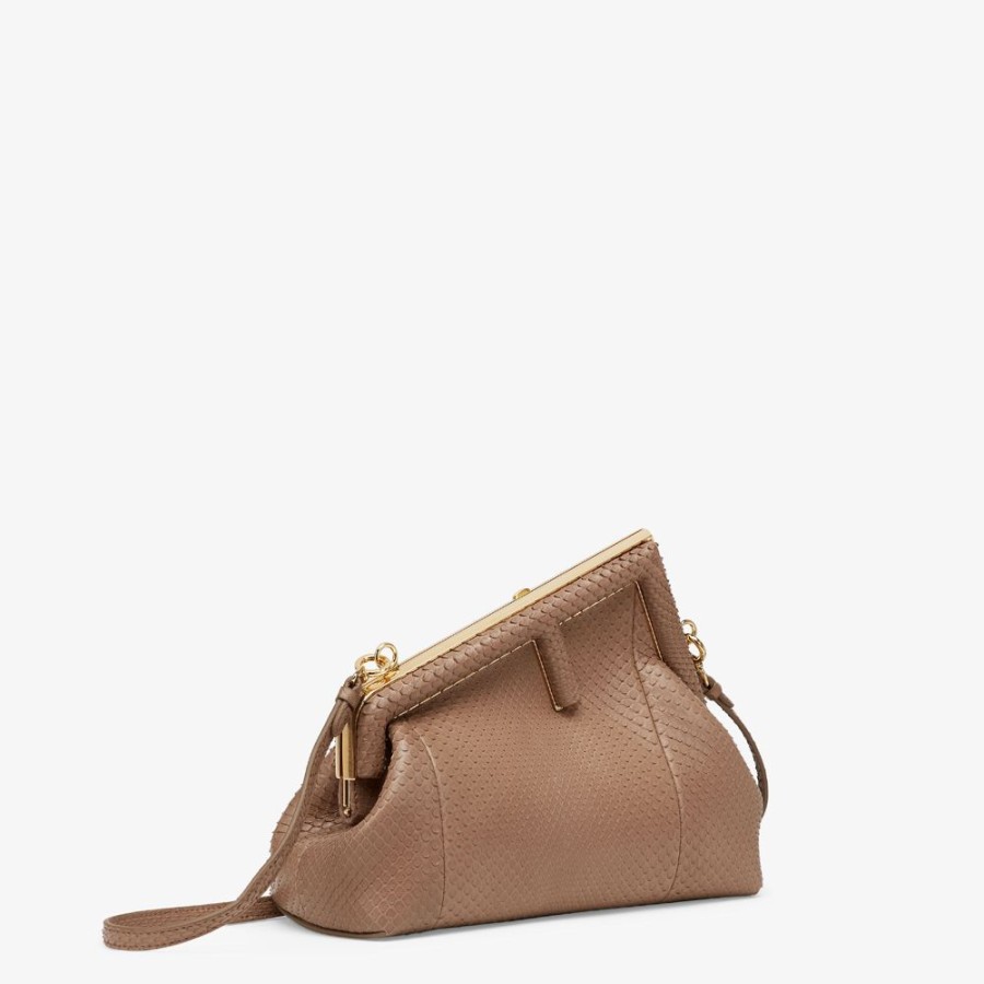 Donna Fendi Pelli Pregiate | Borsa In Pitone Beige