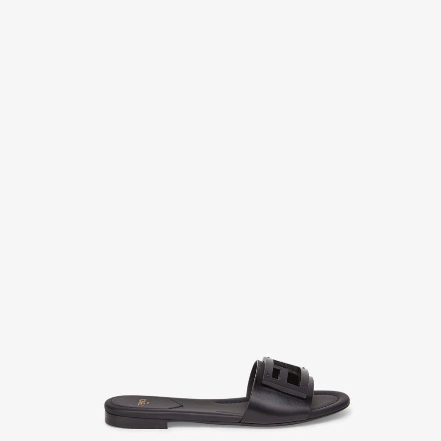 Donna Fendi Slides E Sandali | Slide In Pelle Nera