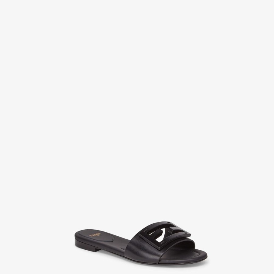 Donna Fendi Slides E Sandali | Slide In Pelle Nera