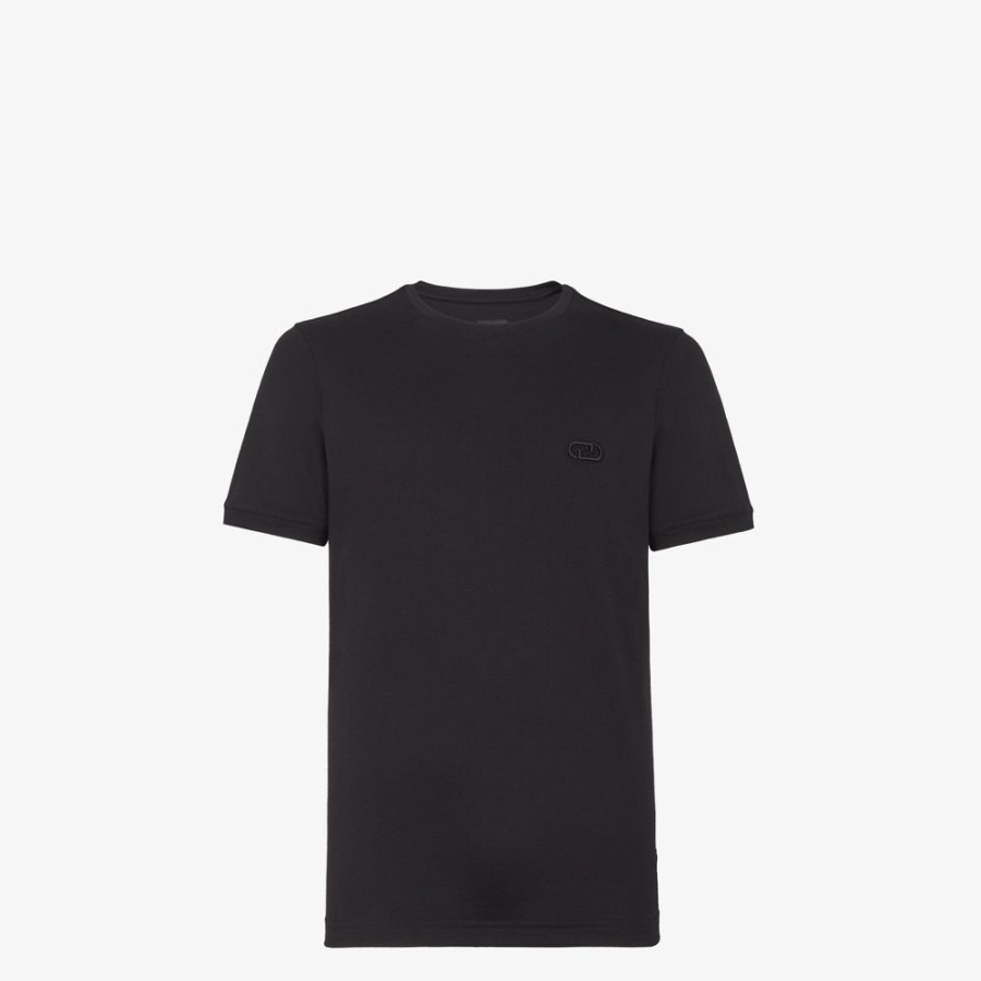 Uomo Fendi T-Shirt E Polo | T-Shirt In Jersey Nero