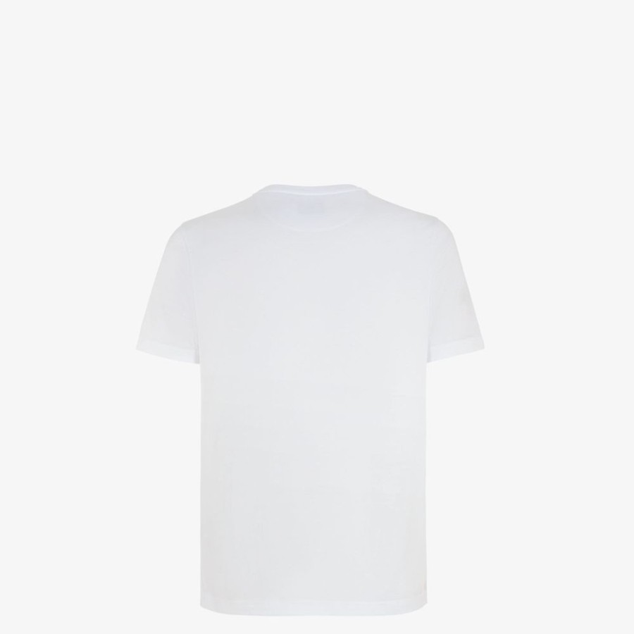 Uomo Fendi T-Shirt E Polo | T-Shirt In Jersey Bianco