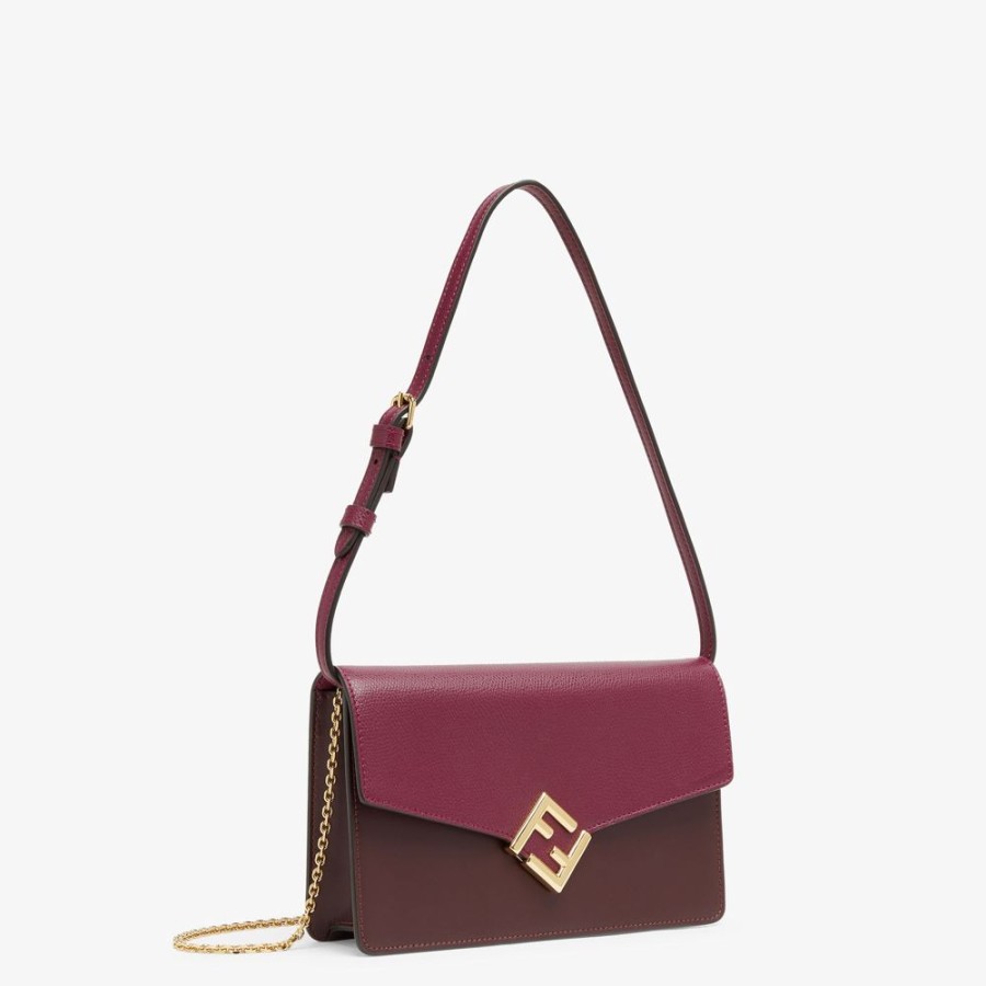 Donna Fendi Portafogli Con Catena | Portafoglio In Pelle Bordeaux