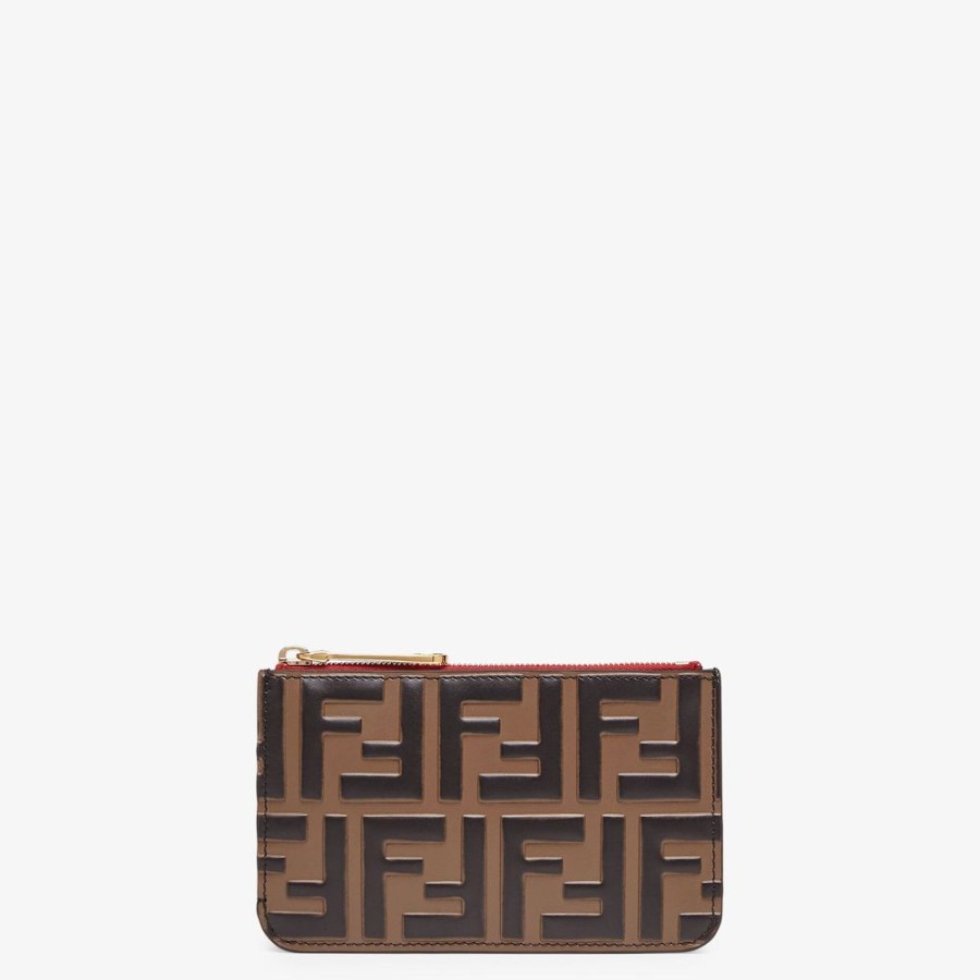 Donna Fendi Portacarte E Piccoli Accessori | Pouch In Pelle Marrone