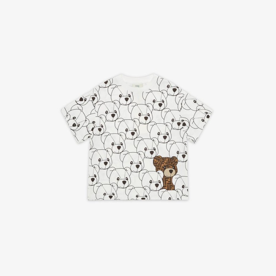 Bambini Fendi Abbigliamento | T-Shirt Junior In Jersey Con Stampa Multicolor