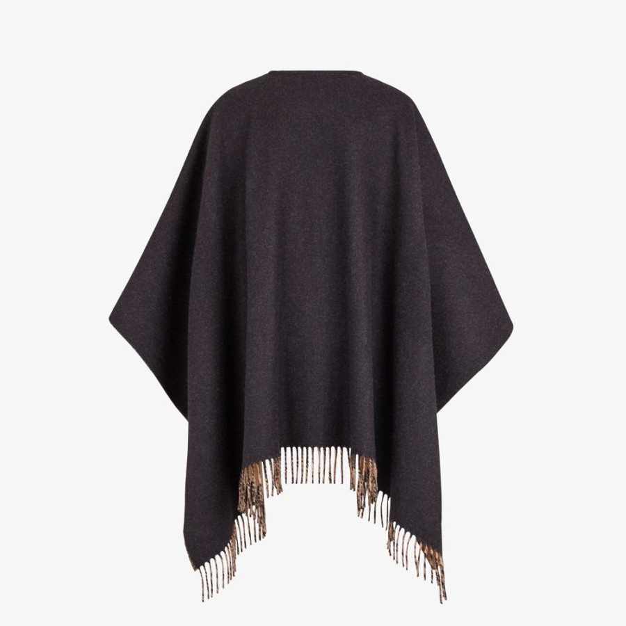 Donna Fendi Sciarpe E Poncho | Poncho In Lana E Cashmere Nero