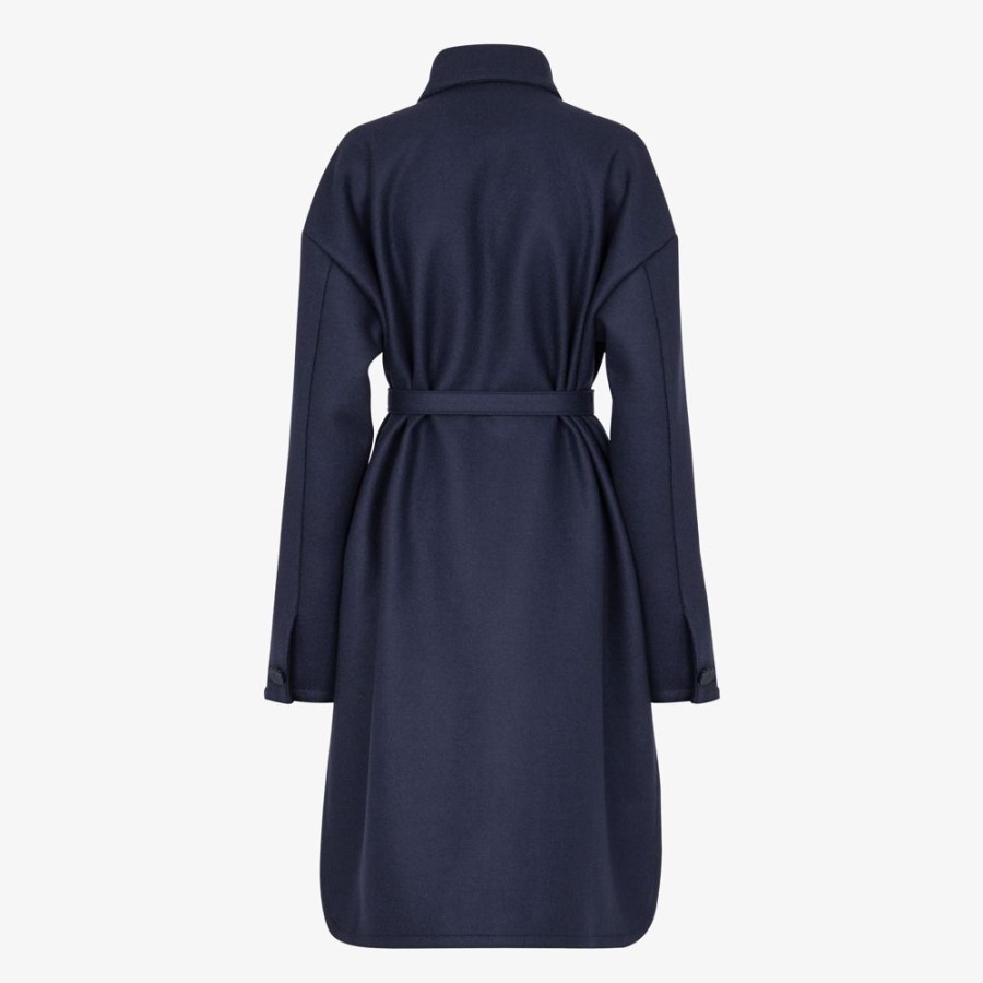 Donna Fendi Cappotti E Capispalla | Cappotto In Lana Blu