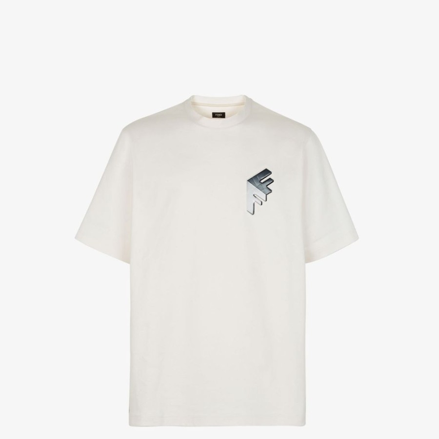 Uomo Fendi T-Shirt E Polo | T-Shirt In Jersey Bianco