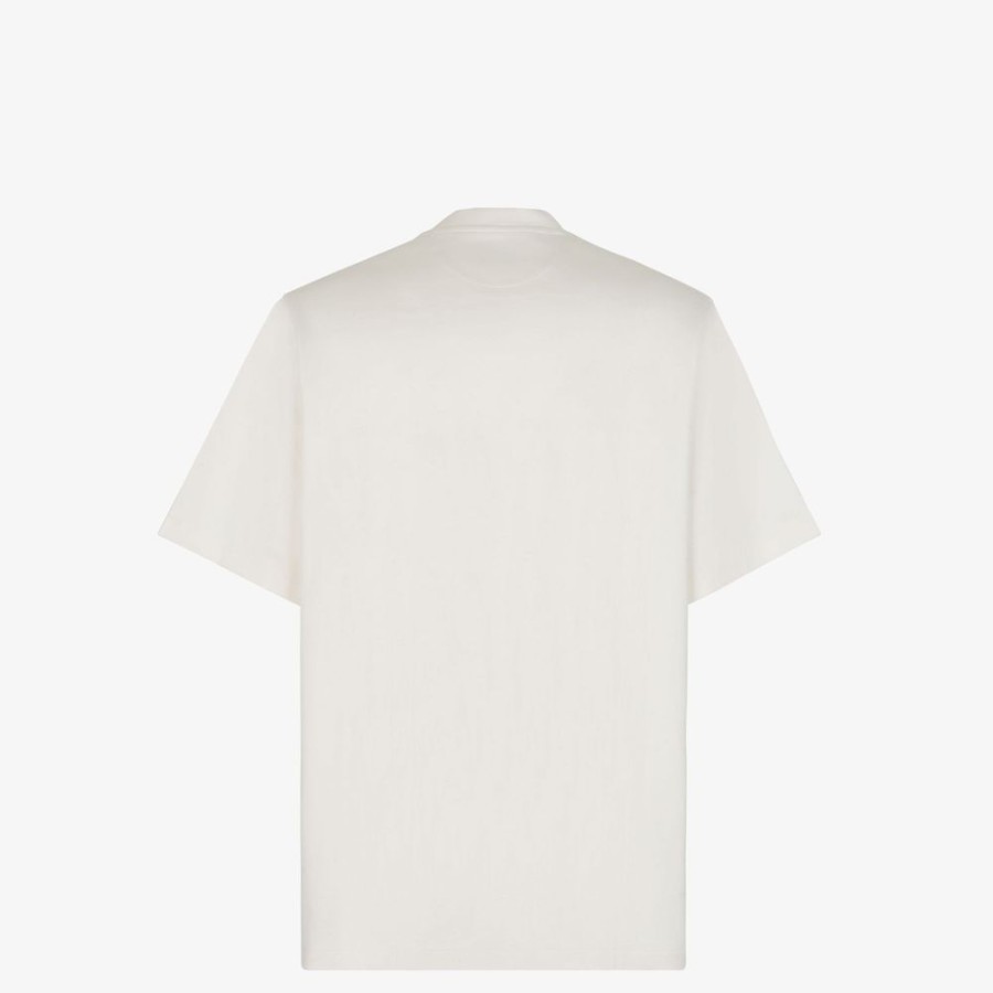 Uomo Fendi T-Shirt E Polo | T-Shirt In Jersey Bianco