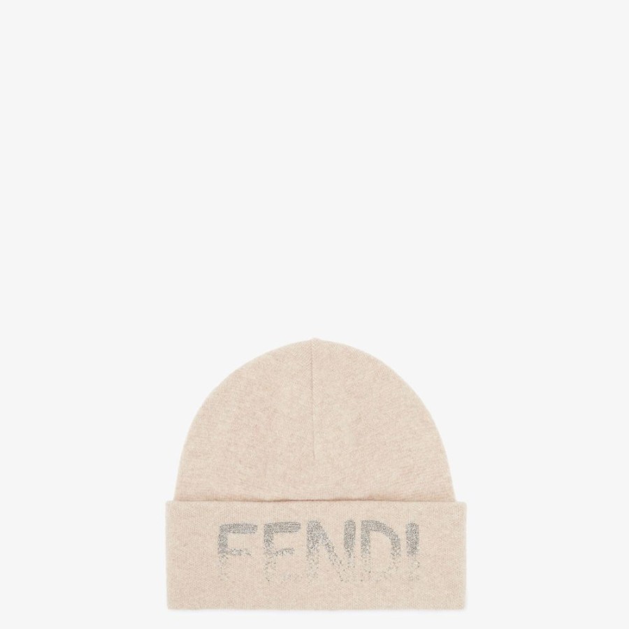 Donna Fendi Cappelli E Guanti | Cappello In Lana E Cashmere Beige