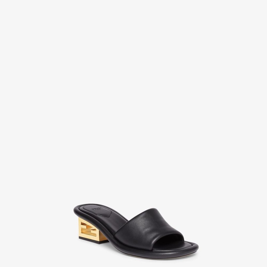 Donna Fendi Slides E Sandali | Slide In Nappa Nera