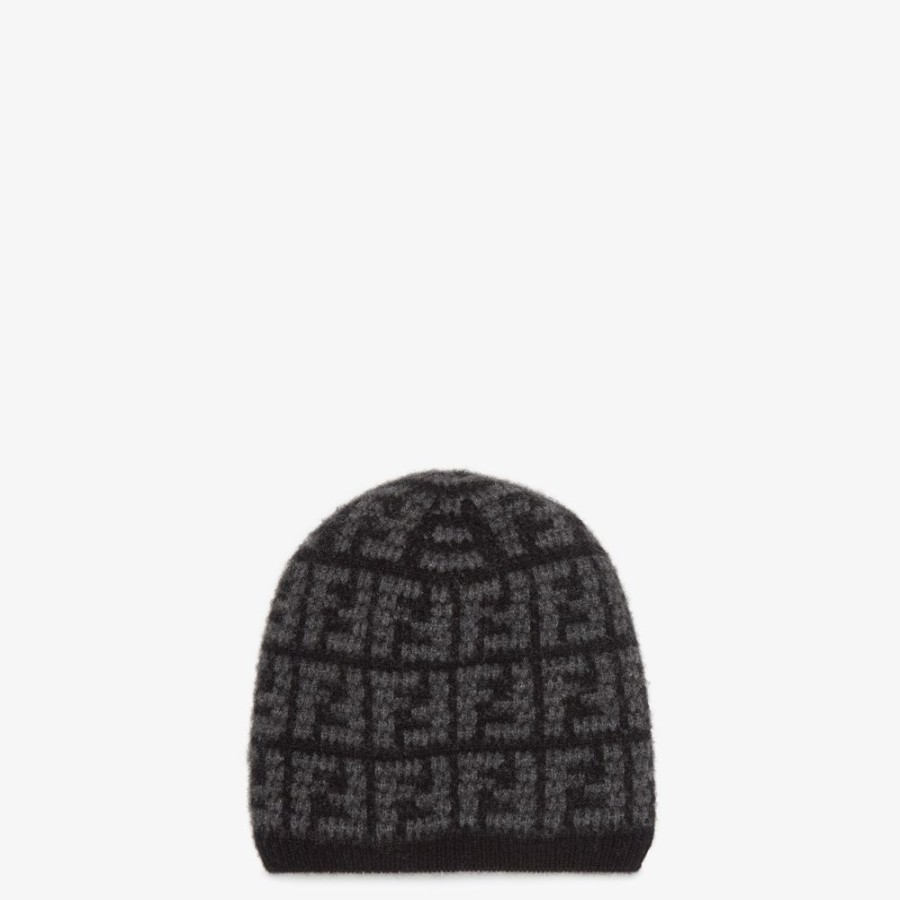 Uomo Fendi Cappelli E Guanti | Papalina In Cashmere Nero