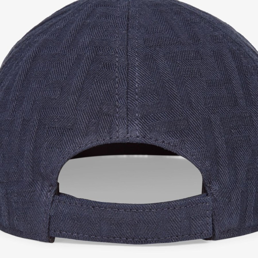 Uomo Fendi Cappelli E Guanti | Baseball Cap In Denim Blu