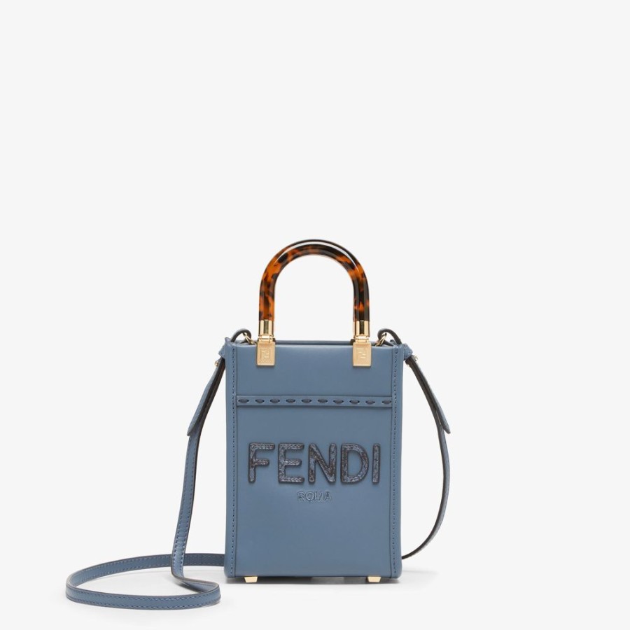 Donna Fendi Pelli Pregiate | Minibag In Pelle Blu Ed Elaphe