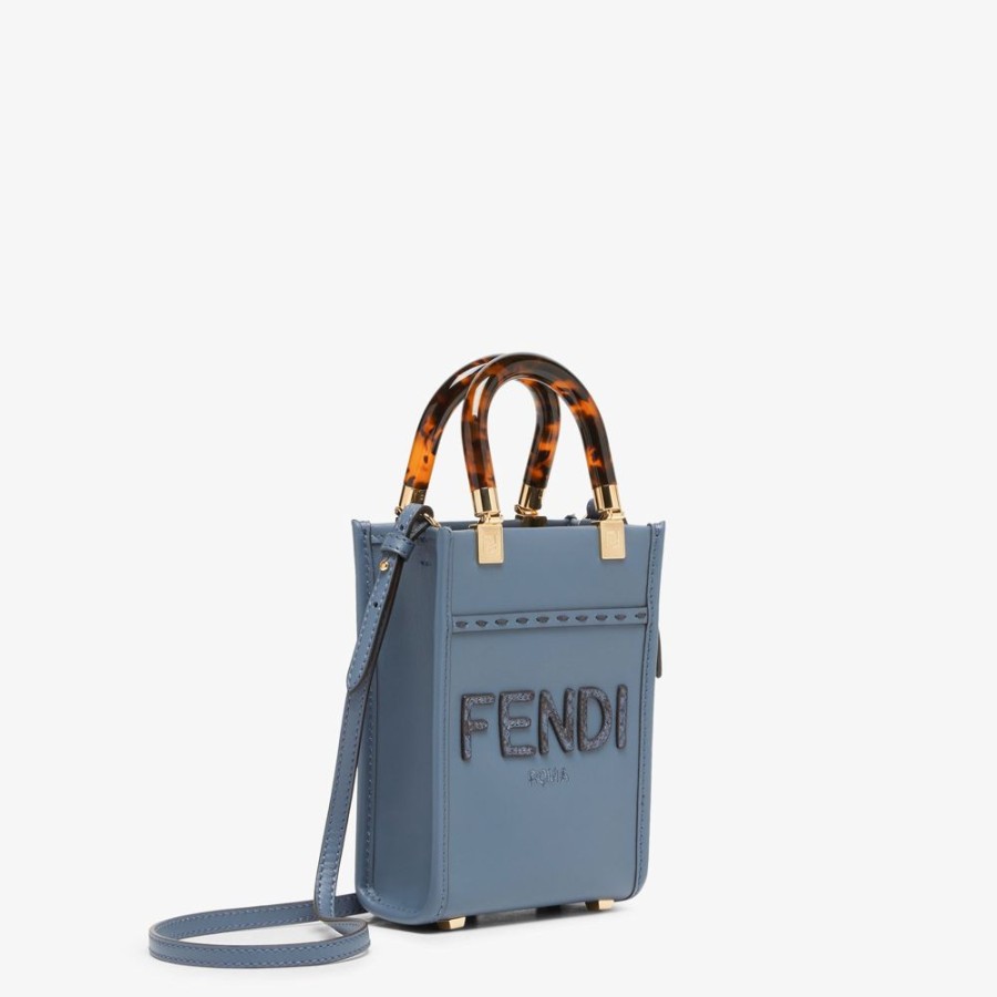 Donna Fendi Pelli Pregiate | Minibag In Pelle Blu Ed Elaphe