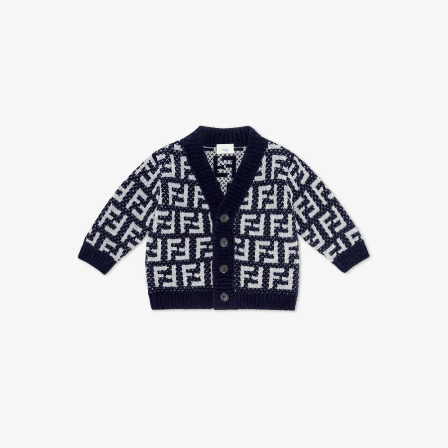 Bambini Fendi Bambina | Cardigan Baby In Maglia Di Ciniglia Con Logo