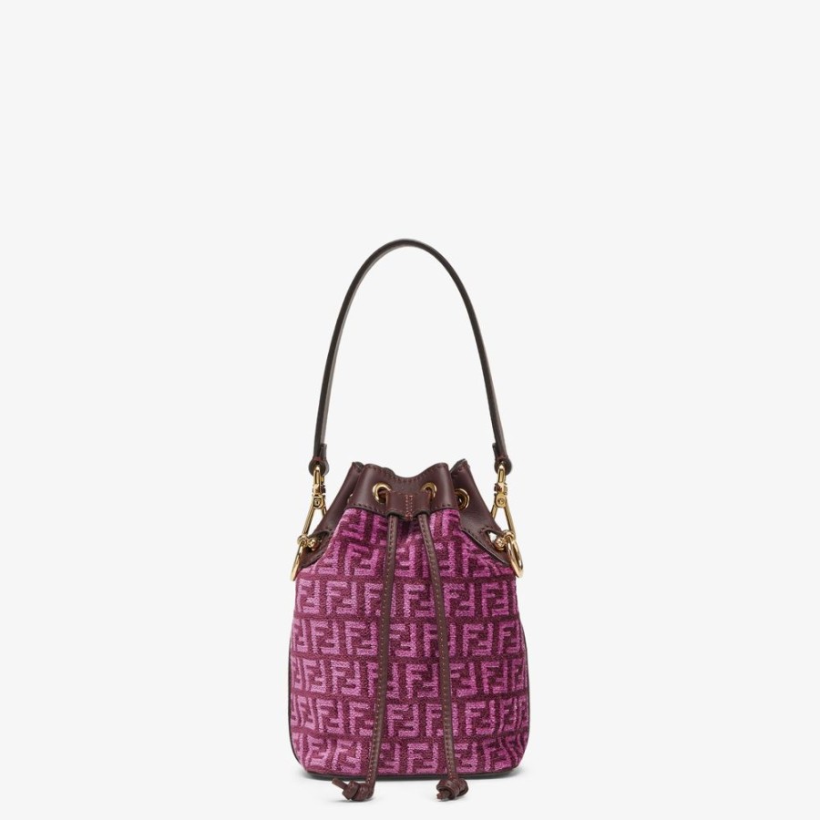 Donna Fendi Borse Mini | Minibag In Tessuto Tapestry Rosa Con Motivo Ff