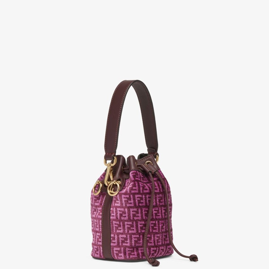 Donna Fendi Borse Mini | Minibag In Tessuto Tapestry Rosa Con Motivo Ff