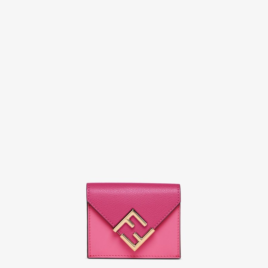 Donna Fendi Portafogli | Portafoglio In Pelle Bicolore Fucsia E Rosa Scuro