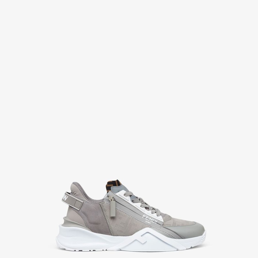 Uomo Fendi Sneakers | Running In Tessuto Grigio