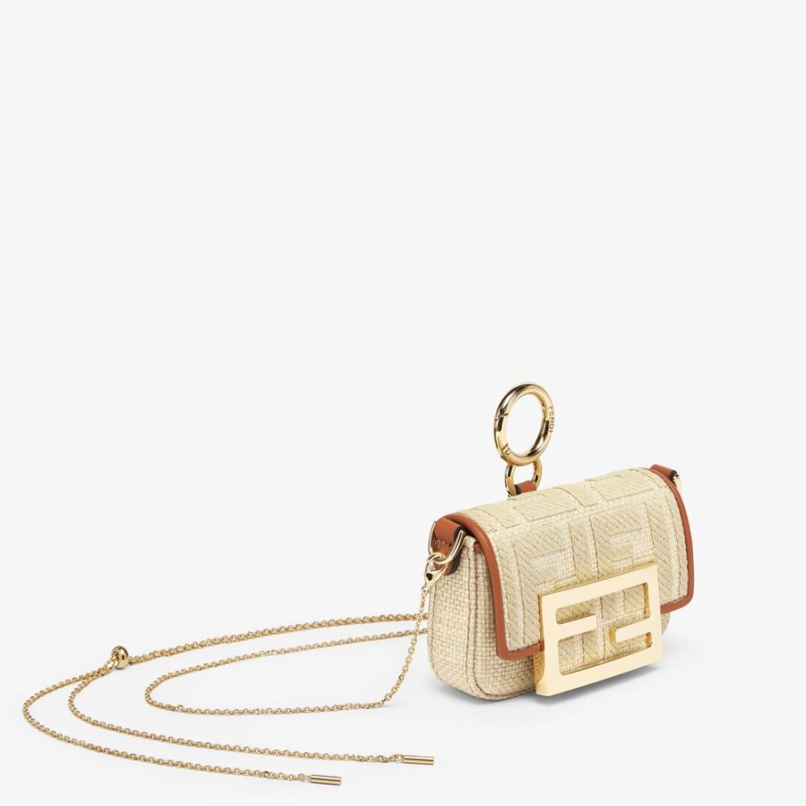 Donna Fendi Miniature Bags | Charm In Rafia Naturale