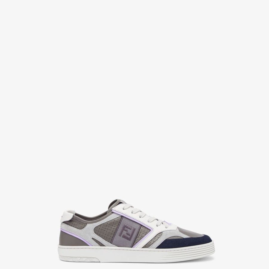 Uomo Fendi Sneakers | Low Top In Pelle Grigia