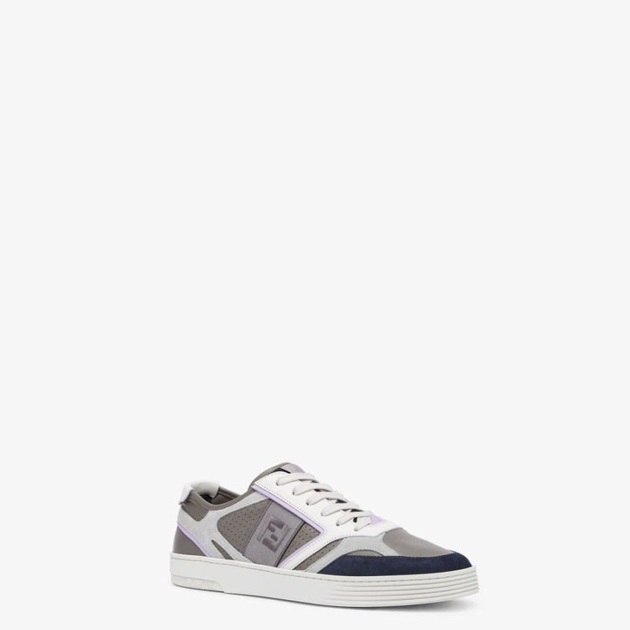 Uomo Fendi Sneakers | Low Top In Pelle Grigia