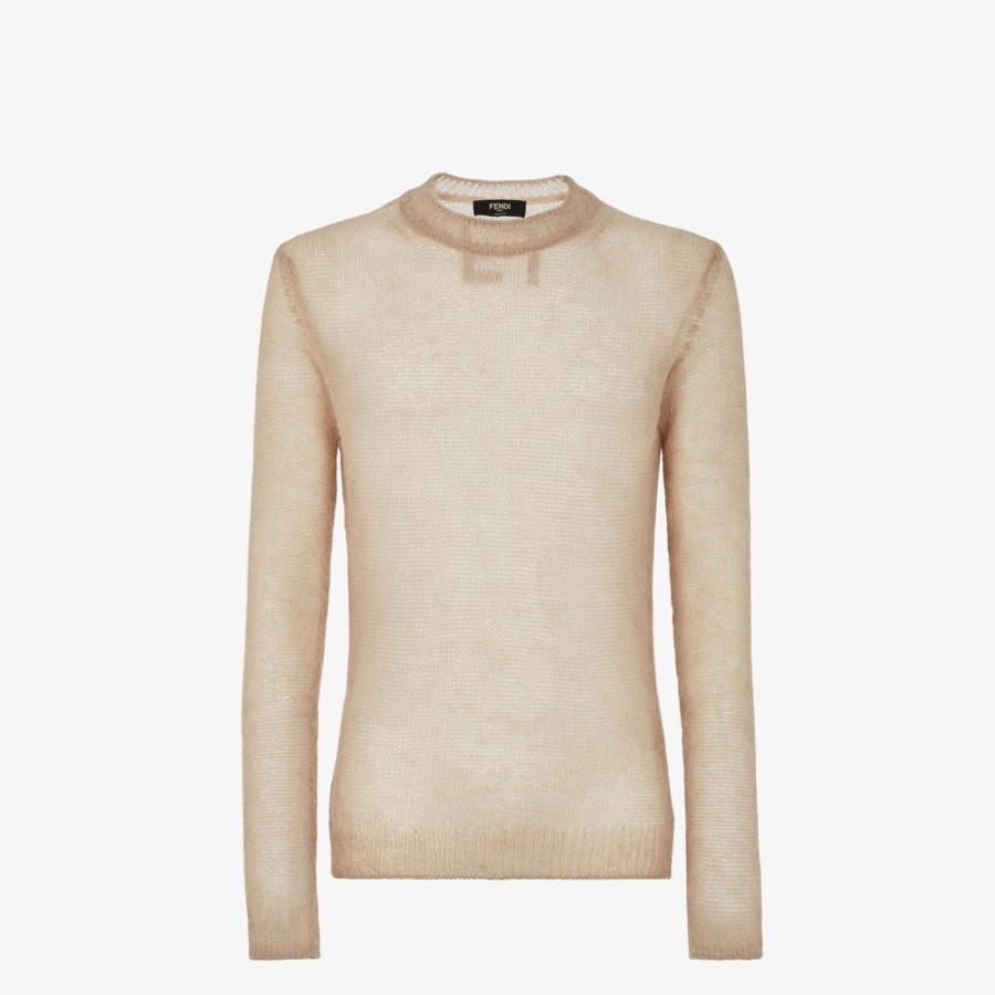 Uomo Fendi Maglieria | Maglia In Mohair Beige