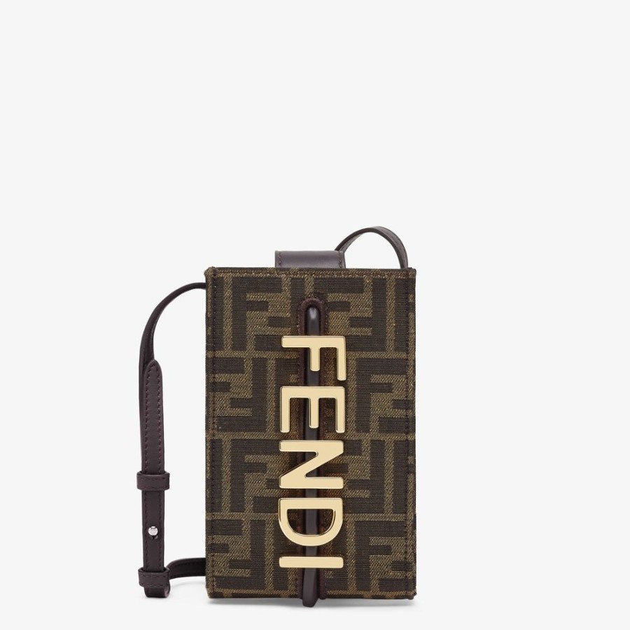 Donna Fendi Custodie Per Smartphone | Pouch In Tessuto Ff Marrone