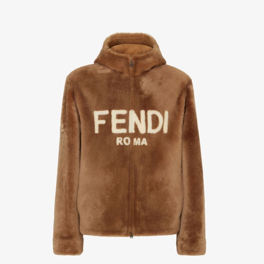 Uomo Fendi Cappotti E Capispalla | Giubbotto In Shearling Marrone