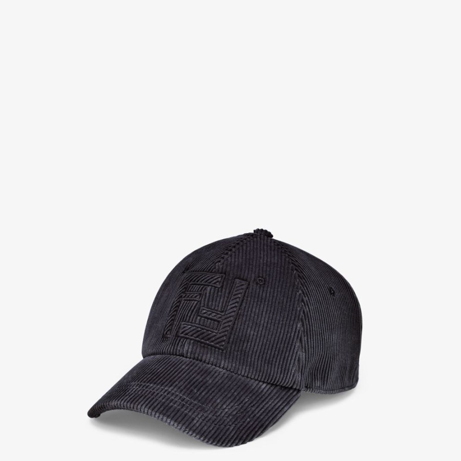 Uomo Fendi Cappelli E Guanti | Baseball Cap In Velluto Nero