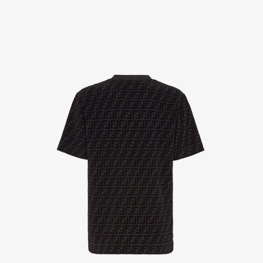 Uomo Fendi T-Shirt E Polo | T-Shirt In Piquet Nero