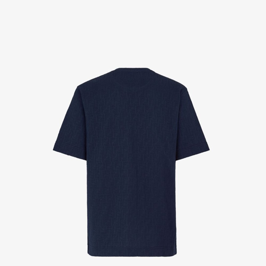 Uomo Fendi T-Shirt E Polo | T-Shirt In Piquet Blu