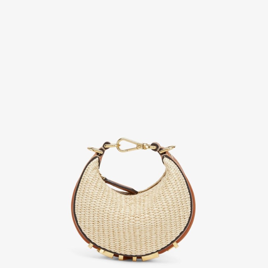 Donna Fendi Miniature Bags | Charm In Rafia Naturale