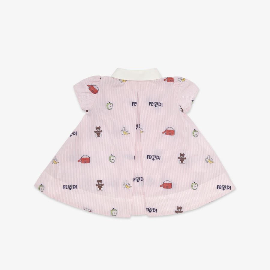 Bambini Fendi Bambina | Abito Baby In Popeline Rosa E Mutlicolor