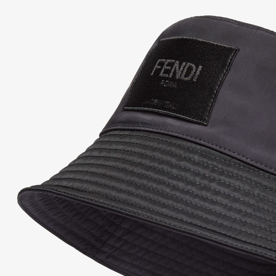 Uomo Fendi Cappelli E Guanti | Bucket In Cotone Nero