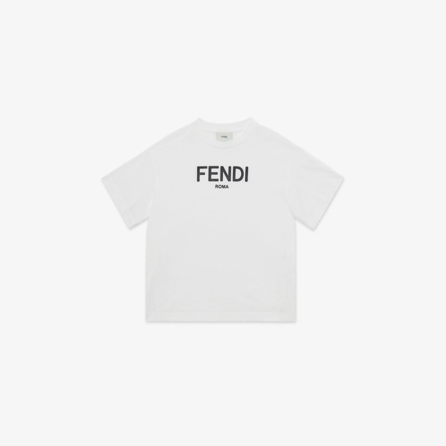 Bambini Fendi Abbigliamento | T-Shirt Junior In Jersey Bianco