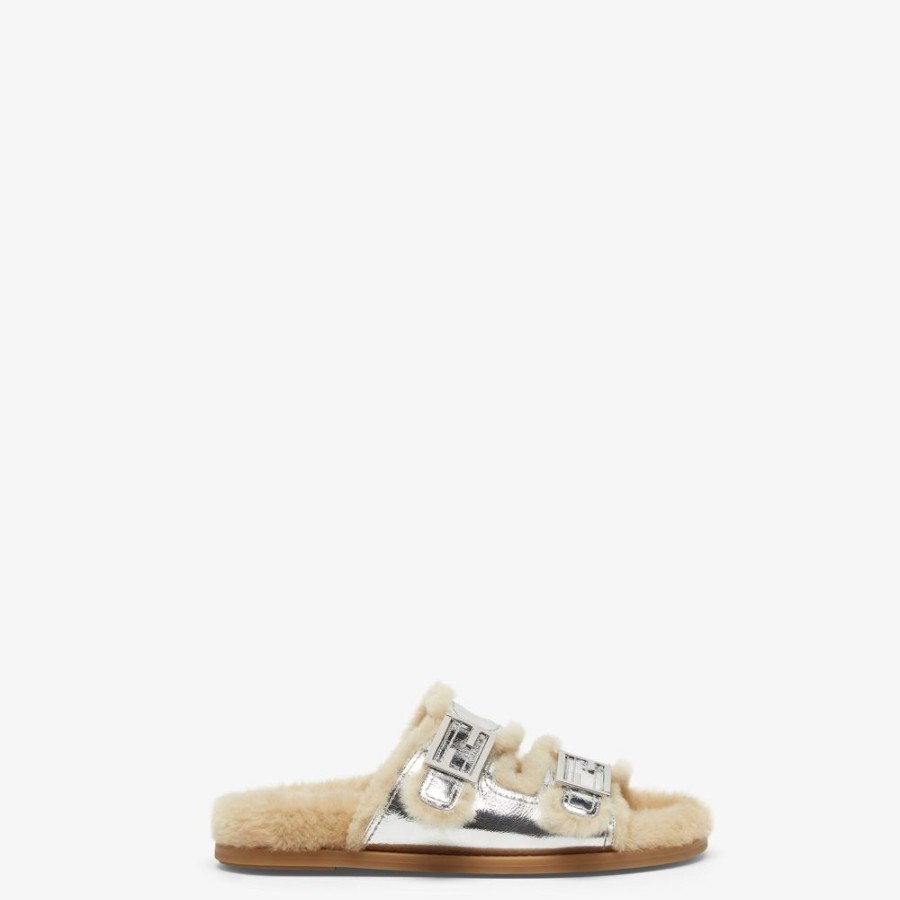 Donna Fendi Slides E Sandali | Slide In Nappa Argento