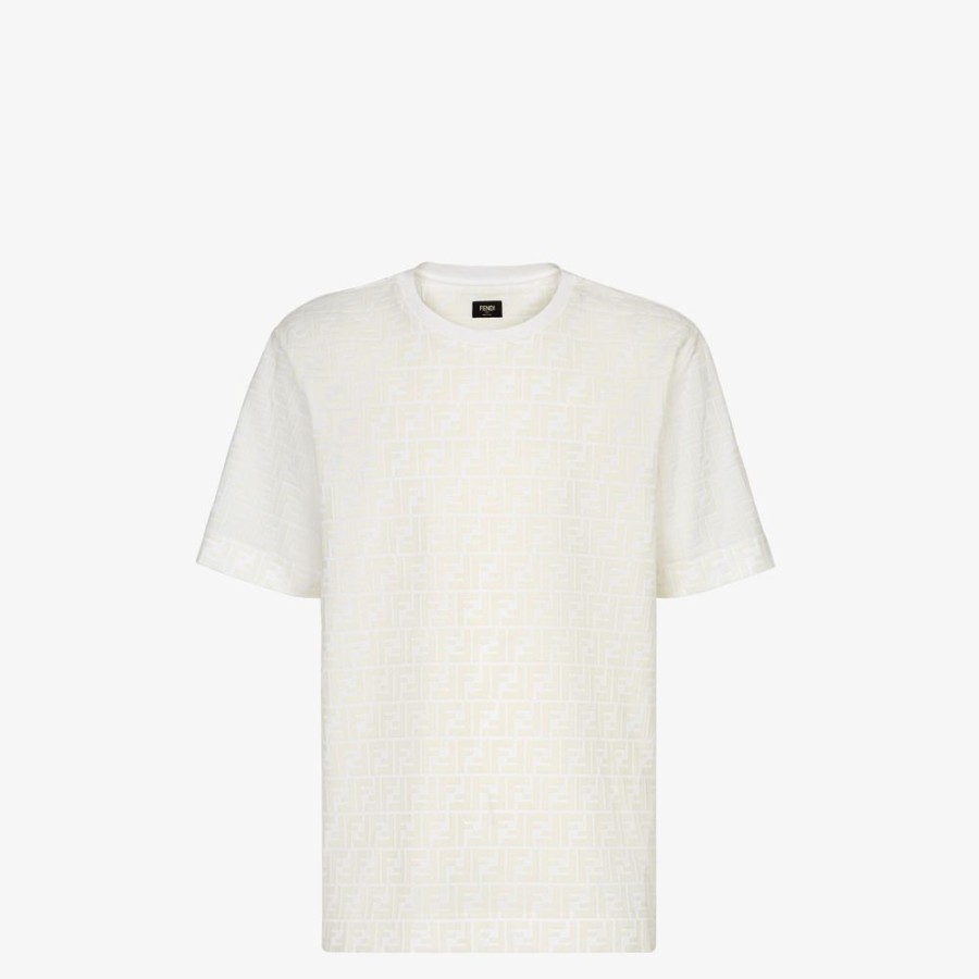 Uomo Fendi T-Shirt E Polo | T-Shirt In Piquet Bianco