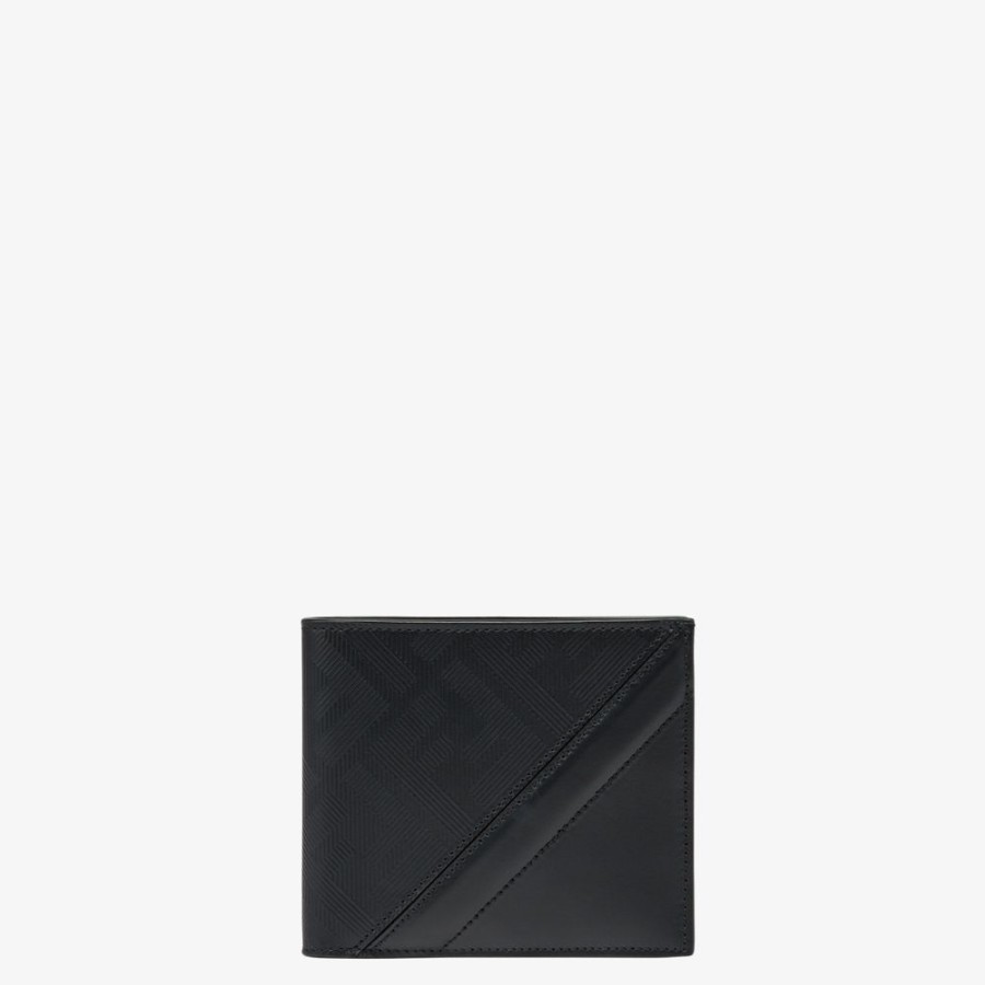 Uomo Fendi Portafogli | Bi-Fold In Pelle Nera