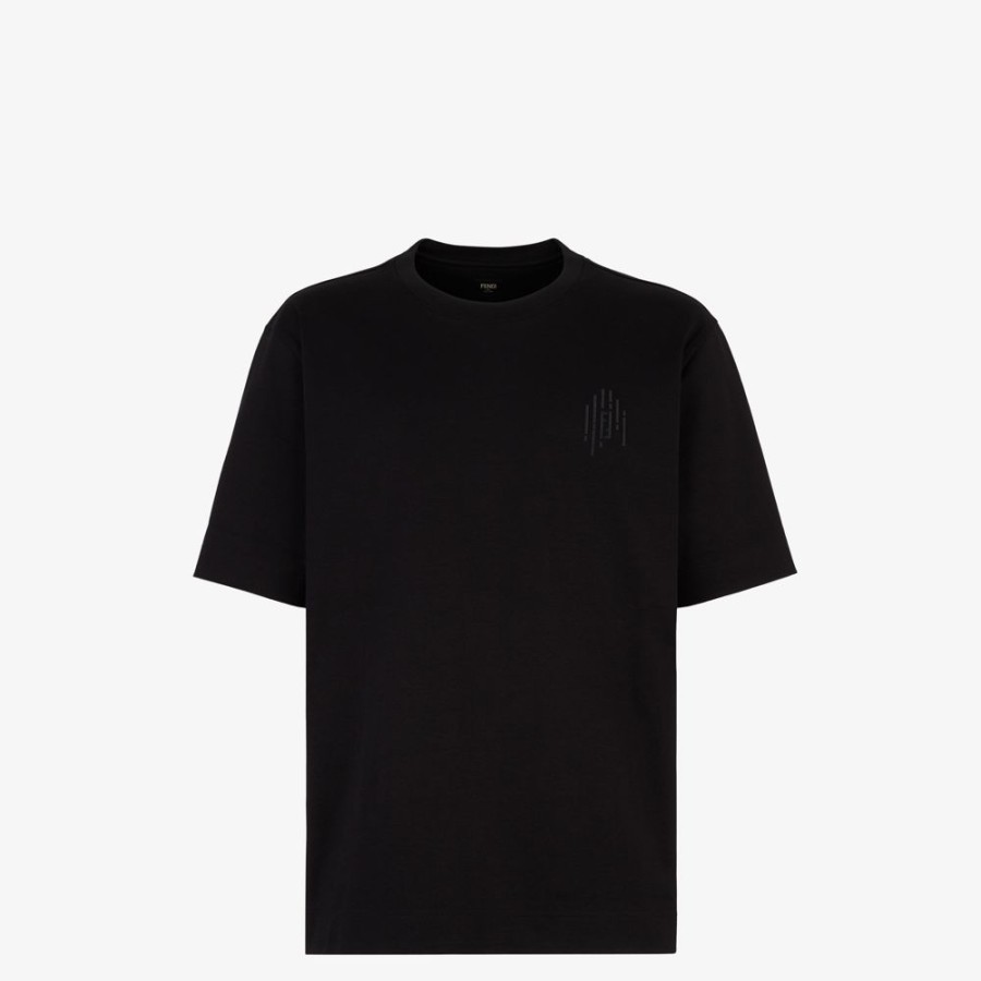 Uomo Fendi T-Shirt E Polo | T-Shirt In Jersey Nero