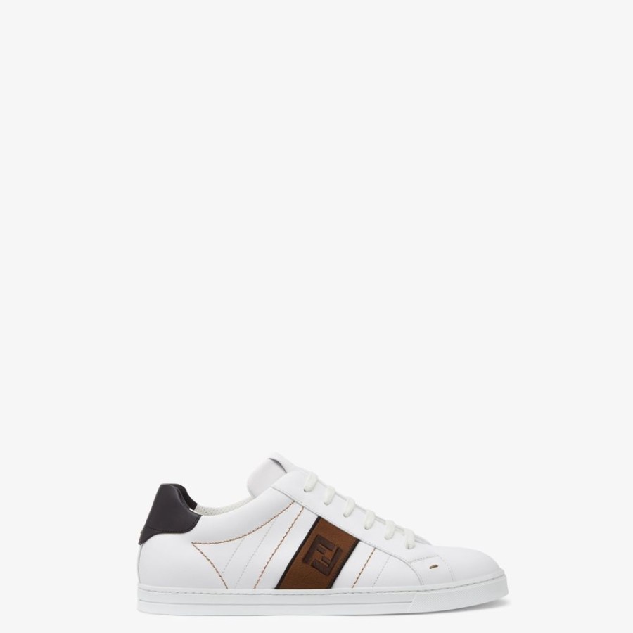 Uomo Fendi Sneakers | Low Top In Pelle Bianca