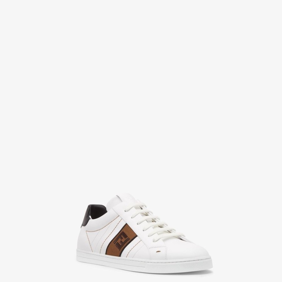 Uomo Fendi Sneakers | Low Top In Pelle Bianca