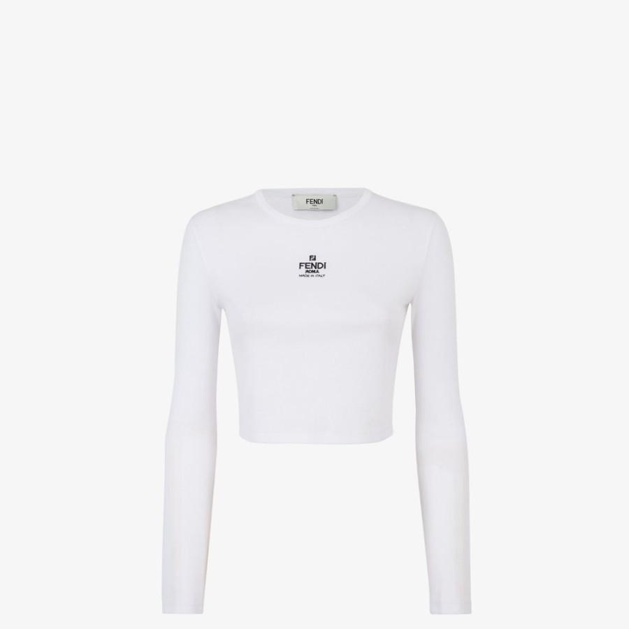 Donna Fendi T-Shirt E Felpe | T-Shirt In Jersey Bianco